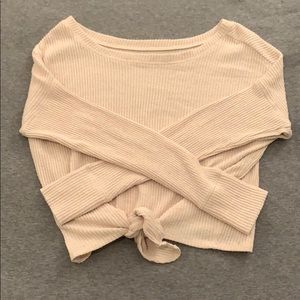 A&F Soft Cream Dolman Sleeve Tie Front Top Size XS